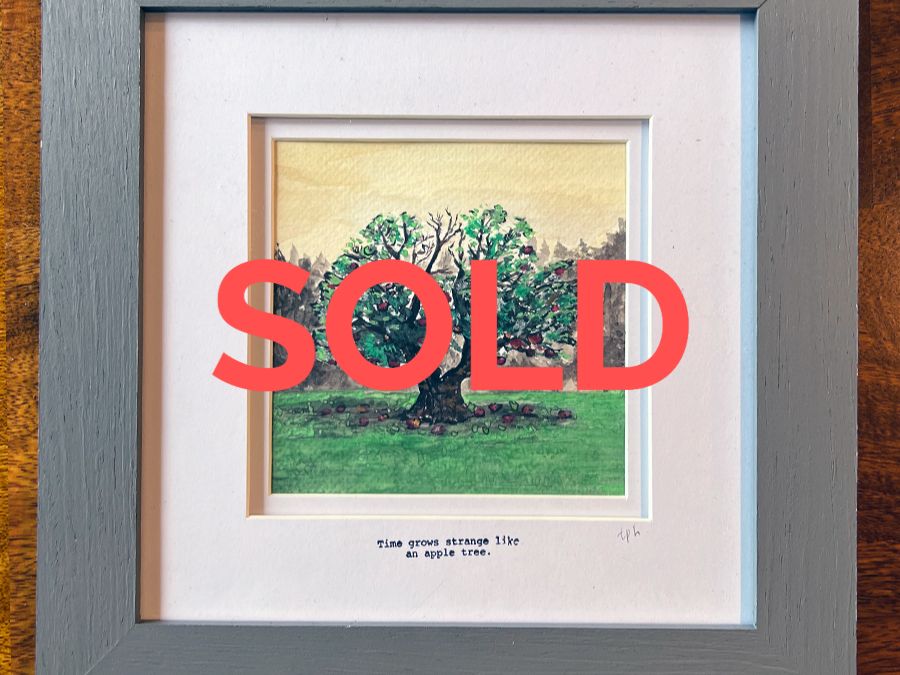 Lone Tree, a framed watercolour, marked sold