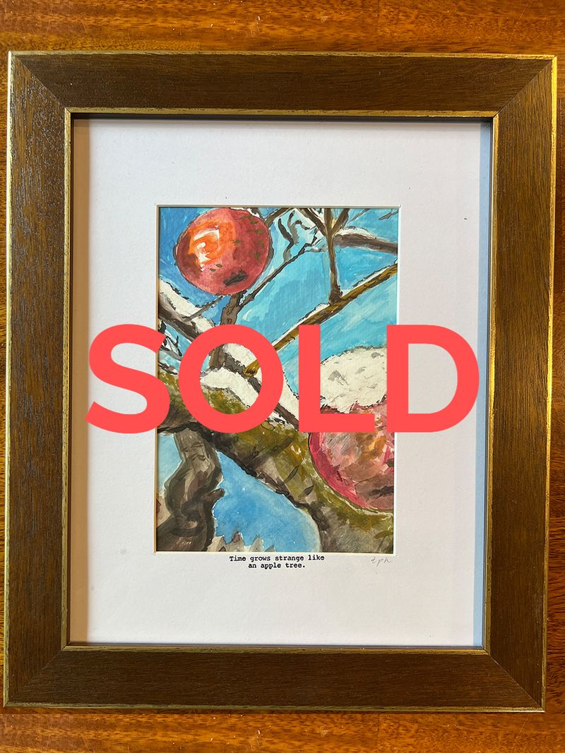 Tragic Apples part 2, a framed watercolour, marked sold